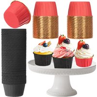 50Pcs Black Rolled Edge/Red Gold Cake Paper Cups, Heat-Resistant and Oil-Proof Paper Liners, Dessert Paper Cups Muffin Cups, Suitable for Muffins, Cupcakes, Pastries