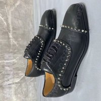 Spikes Decor Black Square Toe Men Loafers Fashion Slip On Men Shoes Luxury Handmade Party Feast Banquet Office Men Dress Shoes