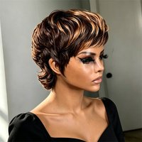 Pixie Cut Mullet Wig Human Hair Blonde Swallowtail Style Full Machine Made Wig Fashion Easy Wear For Women Festival And Party
