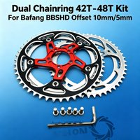 42T‑48T Dual Chainring Kit, 5mm/10mm Offset Narrow‑Wide Chain Ring for Bafang BBSHD Mid‑Drive E‑Bike Motor