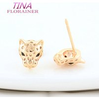 6PCS 7.5*9MM 18K Gold Color Brass with Zircon Leopard Shape Stud Earrings Pins Jewelry Making Supplies Diy Findings Accessories