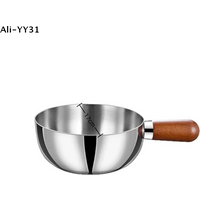 【Y31】1Pc 2025 Stainless Steel Small Cooking Pan Cookware Kitchen Tool 14CM/17CM Wooden Handle Breakfast Cooker Kitchen Tool