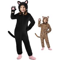 Carnival Christmas Enfant Black Cat Leopard Cosplay Costume Enfants Anime Pajamas Animal Onesies Kigurumi Halloween Jumpsuit