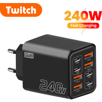 240W 8Ports 4USB+4Type C Super Fast Charging Mobile Phone Charger QC 3.0 PD3.0 EU/UK/US GaN Charger For Iphone 1716 Samsung POCO