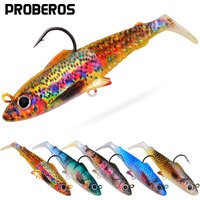PROBEROS 1/5pcs Soft T-Tail Fishing Lure Artificial Bait Wobbler Walleye Perch Bass Pike Paddle Tail Swimbait