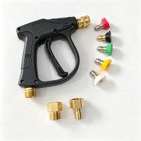 Pressure Washer Gun Kit 1/4" Quick Connect Outlet & M22-14 Thread Inlet 5 Nozzle Tips and M22-15mm Adapter & 3/8 Quick plug