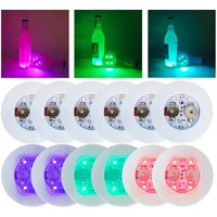 5pcs Set LED Luminous Coasters Light Up Glass Drinking Bottle Cup Mat for Parties Weddings Bar Christmas Home Pub