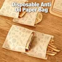 Disposable Anti Oil Paper Bag Thickened Food Packaging Bag for Burger Sandwich Egg Tart Dessert Cake Snack Takeaway Storage Bag