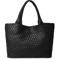 Woven Tote Bag Womens Purse Vegan Leather Shoulder Handbags - Fashion Summer Beach Tote Bags - Large Travel Totes