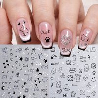 2Pcs Cute Cats Dogs Pattern Nail Stickers Japanese Style Lovely Animal Image Nail Art Decals DIY Manicure Decorations Supplies