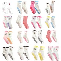 European sizes 36-43, 2 Pairs of Best-Selling Embroidered Yoga Socks with Mid-Calf Length and Rubberized Soles for Women