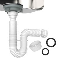 Washbasin Sink Wall Drainage Pipe Flexible Sink Drain Pipe 1-1/2" 1-1/4" Garbage Disposal P-trap With Adapter Kitchen Bathroom