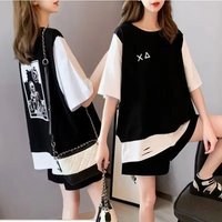 Women's Casual plus Size 2 Two-Piece Sports Suit Summer New T-Shirt Loose Crop Tops And Shorts Set Student Active Wear Clothing