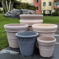 Gaborri Milan Monet Series Imitation Ceramic Pot Plastic White Glazed Moka Cement Color Candy Flower Plant Pots Home Decor