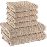 6pcs Ribbed Towel Set (2 Bath Towels 4 Hand Towels) Quick Dry 100% Cotton Hotel Quality Towel Sets Super Soft and Highly Absorbent