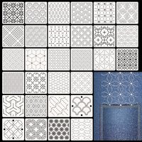 30Pcs Embroidery Templates DIY Embroidery Patterns Geometric Line Quilting Template Reusable for Sewing Hand Quilting
