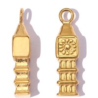 3pcs/Lot Wholesale Stainless Steel Bell Tower Lucky Poker DIY Charm Cood Karma Clover Necklace Pendant Woman Coffee Cup Jewelry