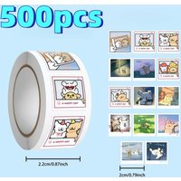 500Pcs Polaroid-Style Cute Cartoon Line Dog Sticker Roll, Adorable Scene Seal Decals for Decor, DIY & Gifts