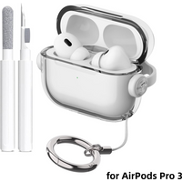 Safety Lock For AirPods Pro 3 Clear Case Cover with Keychain Highly Transparent Soft TPU Protective Case for Apple AirPods Pro 3
