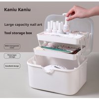 Kaniu Large Capacity Nail Art Tool Storage Box With Transparent Cover Three-Layer Desktop Organizer Box With Handheld Design