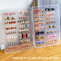 Nail Tips Display Book for 32 Set Press on Nails Gel Polish Storage Board Nail Art Showing Shelf Box