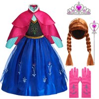 Kids Anna Cosplay Clothing Little Girls Christmas Halloween Gown Kids Party Red Cloak Costume Dance Long Sleeve Princess Dresses