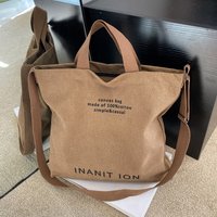 Japanese Simple Canvas Satchel Unisex Crossbody Bag Washable Thick Handbag Fashion Large Capacity Bag for Students Daily Carry