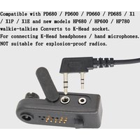 Adapter For Hytera PD680/PD600/X1/New HP780/HP680 radios Converts to K-type 2pin headphones ,hand mics, tactical PTT headsets