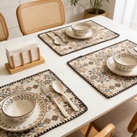 Soft Washable Placemats for Dining Table Cotton Linen Cloth Place Mats for Kitchen Tabletop Cotton Table mats 12 x 18 Inch