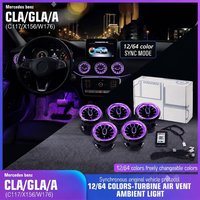 For Mercedes Benz A W176 CLA C117 C117 GLA X156 AMG 12/64 Color LED Turbine Air Vent Ambient Light Strip Interior Decoration Kit