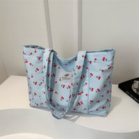 New Casual Strawberry Tote Bag Large Capacity Trendy Casual Shoulder Bag Cherry Print Women's Shoulder Bag