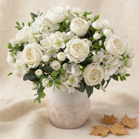 4PCS Weddings Birthday Parties Artificial Peonies Silk Roses Artificial Flowers For Home Decor Artificial Plant Blue