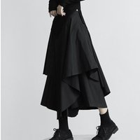 Women Black Skirts Japanese Gothic Irregular High Waist Pleated Skirt Pants for Women Vintage Cargo Skirts Female Clothes Ladies