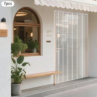 7PCS PVC Strip Curtains Transparent Soft Door Strips Screen 2mm Thick Windproof Waterproof Antistatic Door Curtain Kit 200x105cm