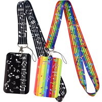 Musical Notes Credential Holder Rainbow Lanyards for Keys Neck Strap ID Card Gym Phone Straps USB Badge Holder DIY Hang Rope