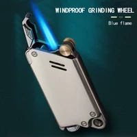 Outdoor Jet Torch Lighter Windproof and Waterproof Metal Inflatable Gas Butane Cigarette Cigar Lighter Smoking Accessories Gift