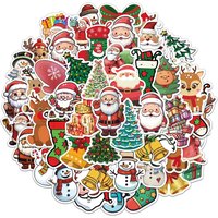 50PCS Christmas Stickers Snowman Santa Claus Exquisite Handheld Account Material Phone Case Laptop Luggage Bottle Waterproof