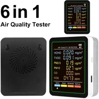 Multifunctional 6 in 1 Air Quality Detector Tester Formaldehyde Monitor Meter TVOC PM2.5 PM10 CO Carbon Dioxide Household Detect