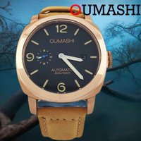 ST2555 Movement Watches 45mm Men's Watch Stainless steel Rose Gold case Vintage Mechanical Watch Mineral glass leather bracelet