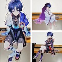 Anime Gen Impacting Kunikuzushi Wanderer Scaramouche Sitting Posture Acrylic Stand Model Desk Display Statue Standing Exhibits