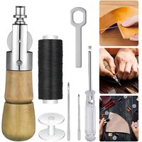 1 Set of Leather Craft Sewing Tools Set, Including Waxed Thread, Wooden Handle Hand Sewing Needle, Beginner Leather Repair Sewing Tools