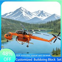 New 453PCS MOC Sikorsky S64 Skycrane Aerial Firefighting Helicopter DIY Assembled Educational Creative Children Toys Xmas Gifts