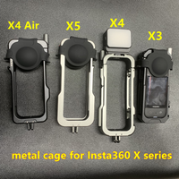 Aluminum alloy Metal Rabbit Cage Frame Bag For Insta360 X4 Air/X5/X4/X3 Expansion LED magnetic Light Camera Accessories