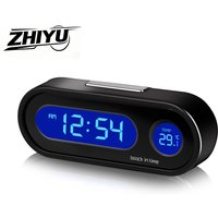 ZHIYU Car Clock Luminous LCD Backlight Digital Display Car Clock Digital Thermometer Time Watch 2-in-1 Car Styling Accessories