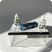 1:64 Snowfield Scene Small Scale Car Model Miniature Scene Acrylic Display Case Photo Prop Desktop Ornament Boy Gift