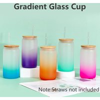 1pcs Gradient Glass Cup with Lid Juice Glass Beer Can Milk Mocha Cup Transparent Bubble Tea Cup High Borosilicate Glass