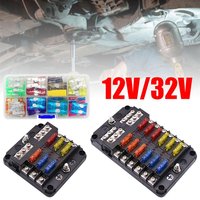 Fuse Box Holder With LED Warning Indicator 12V 32V Power Distribution Panel For Car Boat RV Marine 6/12 Way Blade