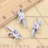 10pcs Charms Tools Saw Chainsaw 10x20x6mm Tibetan Silver Color Pendants Antique Jewelry Making DIY Handmade Craft