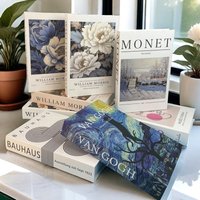 Vintage William Morris Flower Bird Fake Book Storage Box Boho Plant Decorative Luxury Wine Coffee Table Books Bedroom Home Decor