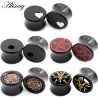 Alisouy 2PCS Natural Wood Heart Star Clouds Sheep Head Ear Gauges Tunnel Plug Expander Stretcher Earrings Piercing Body Jewelry